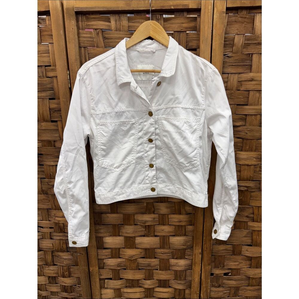 Women's White Button-Front Jean Jacket